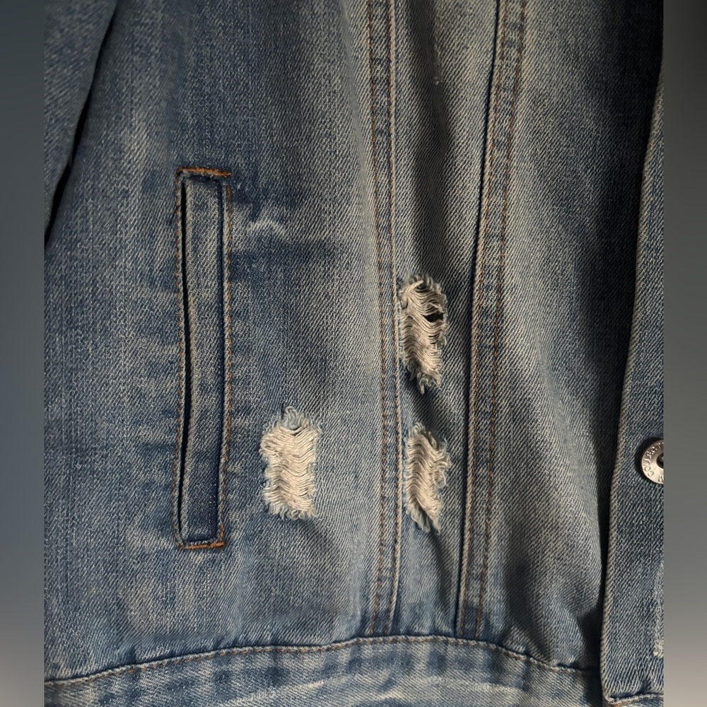 Cavalini Light Blue Distressed Denim Jacket - Picture 2 of 7